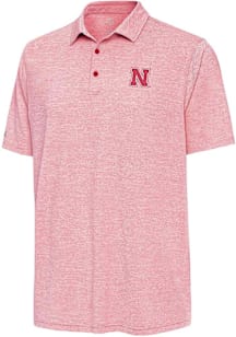 Mens Nebraska Cornhuskers Red Antigua Distressed Stripe Short Sleeve Polo Shirt