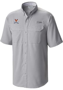 Columbia Virginia Cavaliers Mens Grey Heat Seal Low Drag Offshore Short Sleeve Dress Shirt