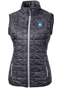 Cutter and Buck Charlotte FC Womens Black Rainier PrimaLoft Printed Vest