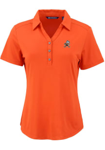 Cutter and Buck Cleveland Browns Womens Orange Historic Forge Eco Polo Short Sleeve Polo Shirt