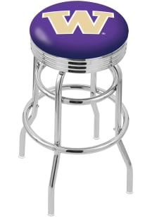 Black Washington Huskies Double-Ring Swivel Chrome Pub Stool