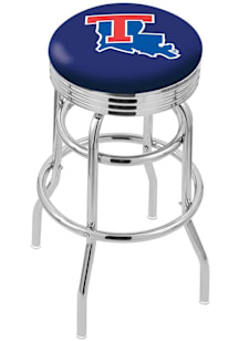 Louisiana Tech Bulldogs Double-Ring Swivel Chrome Pub Stool - Black