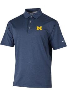 Mens Michigan Wolverines Navy Blue Columbia Sand Tee Short Sleeve Polo Shirt