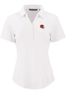 Cutter and Buck Cleveland Browns Womens White Helmet Forge Eco Polo Short Sleeve Polo Shirt