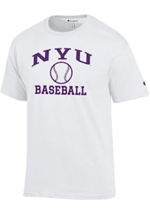 Champion NYU Violets White Baseball Jersey Short Sleeve T Shirt