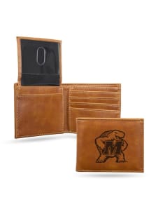 Laser Engraved Maryland Terrapins Mens Bifold Wallet - Brown
