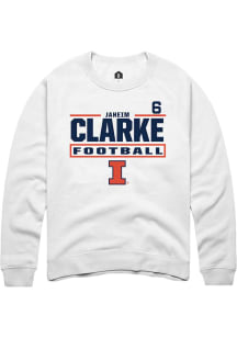 Jaheim Clarke Rally Mens White Illinois Fighting Illini NIL Stacked Box Player Crew