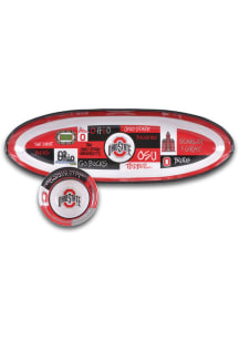 Red Ohio State Buckeyes Chip and Dip Set Serving Tray