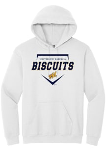 Summit Sportswear Montgomery Biscuits Mens White Homeplate Long Sleeve Hoodie
