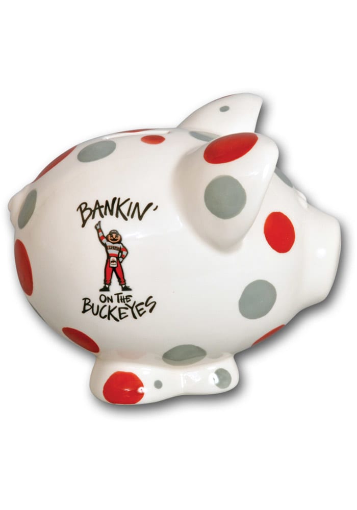 Ohio State Buckeyes Polka Dot Piggy Piggy Bank