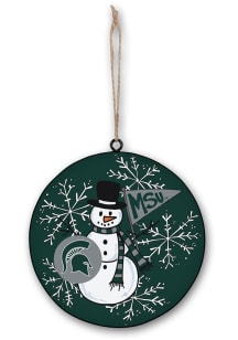 Green Michigan State Spartans Snowman Ornament