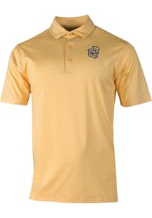 Mens Michigan Wolverines Gold Columbia Vault Heat Seal Double Hit Short Sleeve Polo Shirt