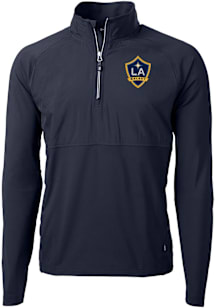 Cutter and Buck LA Galaxy Mens Navy Blue Adapt Eco Hybrid Long Sleeve Qtr Zip Pullover
