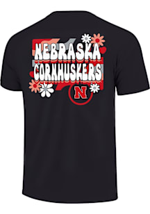 Nebraska Cornhuskers Girls Natural Retro Flower Short Sleeve Tee