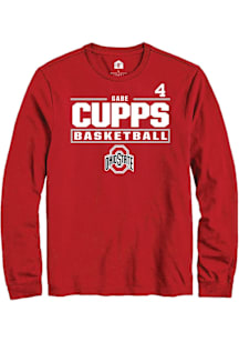 Gabe Cupps Ohio State Buckeyes Red NIL Stacked Box Long Sleeve Player T Shirt