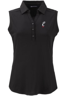 Womens Cincinnati Bearcats Black Cutter and Buck Forge Eco Polo Shirt