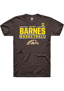 Sharod Barnes Rally Mens Brown Western Michigan Broncos NIL Stacked Box Player T Shirt
