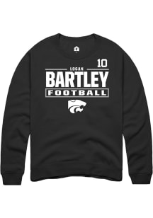 Logan Bartley Rally Mens Black K-State Wildcats NIL Stacked Box Player Crew