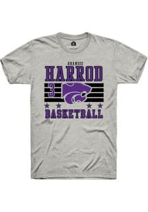 Brandie Harrod Rally Mens Ash K-State Wildcats NIL Striped Player T Shirt