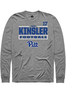 Tony Kinsler Mens Graphite Pitt Panthers NIL Stacked Box Long Sleeve Player T Shirt