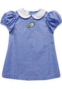Vive La Fete Florida Gulf Coast Eagles Toddler Girls Blue Gingham Collar Short Sleeve Dress