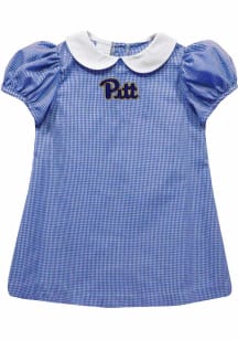 Baby Girls Pitt Panthers Blue Vive La Fete Gingham Collar Short Sleeve Dress