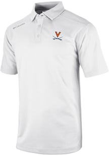 Columbia Virginia Cavaliers Mens White Heat Seal Omni Wick Shotgun Short Sleeve Polo