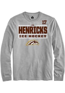 Ty Henricks Mens Grey Western Michigan Broncos NIL Stacked Box Long Sleeve Player T Shirt