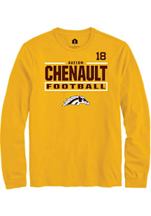 Aveion Chenault Western Michigan Broncos Gold Football NIL Stacked Box Long Sleeve Player T Shirt