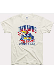 Charlie Hustle Kansas Jayhawks White Football The Booth Short Sleeve Fashion T Shirt