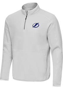 Antigua Tampa Bay Lightning Mens Ash Step Up Long Sleeve Qtr Zip Pullover