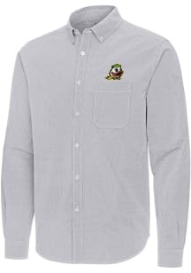 Mens Oregon Ducks Ash Antigua Porter Long Sleeve Dress Shirt