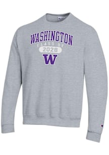 Champion Washington Huskies Mens Grey Class of 2028 Powerblend Long Sleeve Crew Sweatshirt