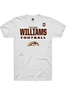 Tailique Williams Rally Mens White Western Michigan Broncos NIL Stacked Box Player T Shirt