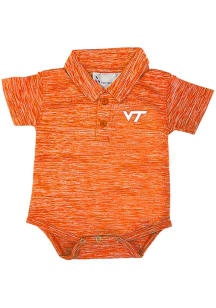 Virginia Tech Hokies Baby Orange Space Dye Short Sleeve One Piece Polo