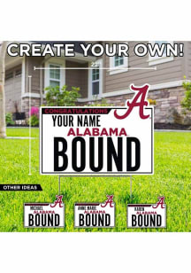 Alabama Crimson Tide Personalized School Bound Yard Sign - White