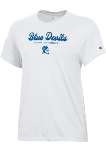 Champion Duke Blue Devils Womens White Core Short Sleeve T-Shirt
