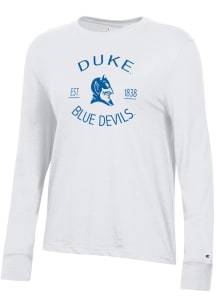 Champion Duke Blue Devils Womens White Core LS Tee