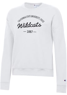 Champion CSU Chico Wildcats Womens White Powerblend Crew Sweatshirt