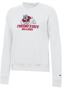 Champion Fresno State Bulldogs Womens White Powerblend Crew Sweatshirt