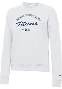 Champion Cal State Fullerton Titans Womens White Powerblend Crew Sweatshirt