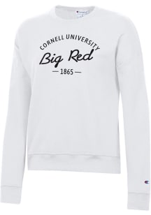 Champion Cornell Big Red Womens White Powerblend Crew Sweatshirt