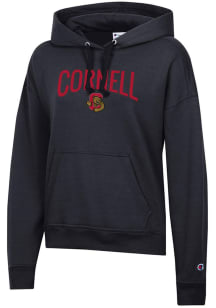 Champion Cornell Big Red Womens Black Powerblend Hooded Sweatshirt