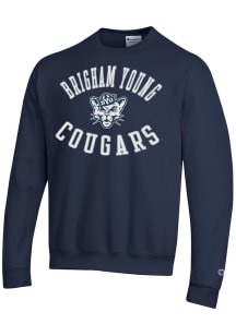 Champion BYU Cougars Mens Blue Powerblend Long Sleeve Crew Sweatshirt