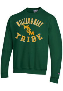 Champion William &amp; Mary Tribe Mens Green Powerblend Long Sleeve Crew Sweatshirt