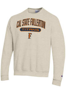 Champion Cal State Fullerton Titans Mens Brown Powerblend Long Sleeve Crew Sweatshirt