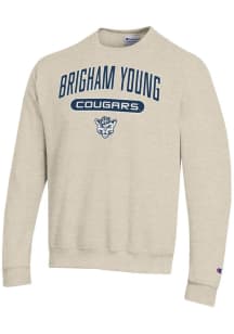 Champion BYU Cougars Mens Brown Powerblend Long Sleeve Crew Sweatshirt