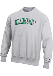 Champion William &amp; Mary Tribe Mens Grey Reverse Weave Long Sleeve Crew Sweatshirt