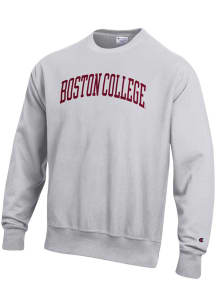 Champion Boston College Eagles Mens Grey Reverse Weave Long Sleeve Crew Sweatshirt