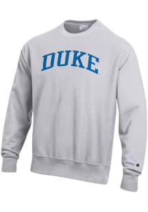 Champion Duke Blue Devils Mens Grey Reverse Weave Long Sleeve Crew Sweatshirt
